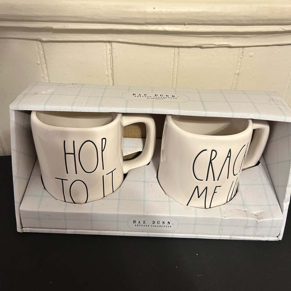NIB Two Rae Dunn Large Easter Ceramic Mugs